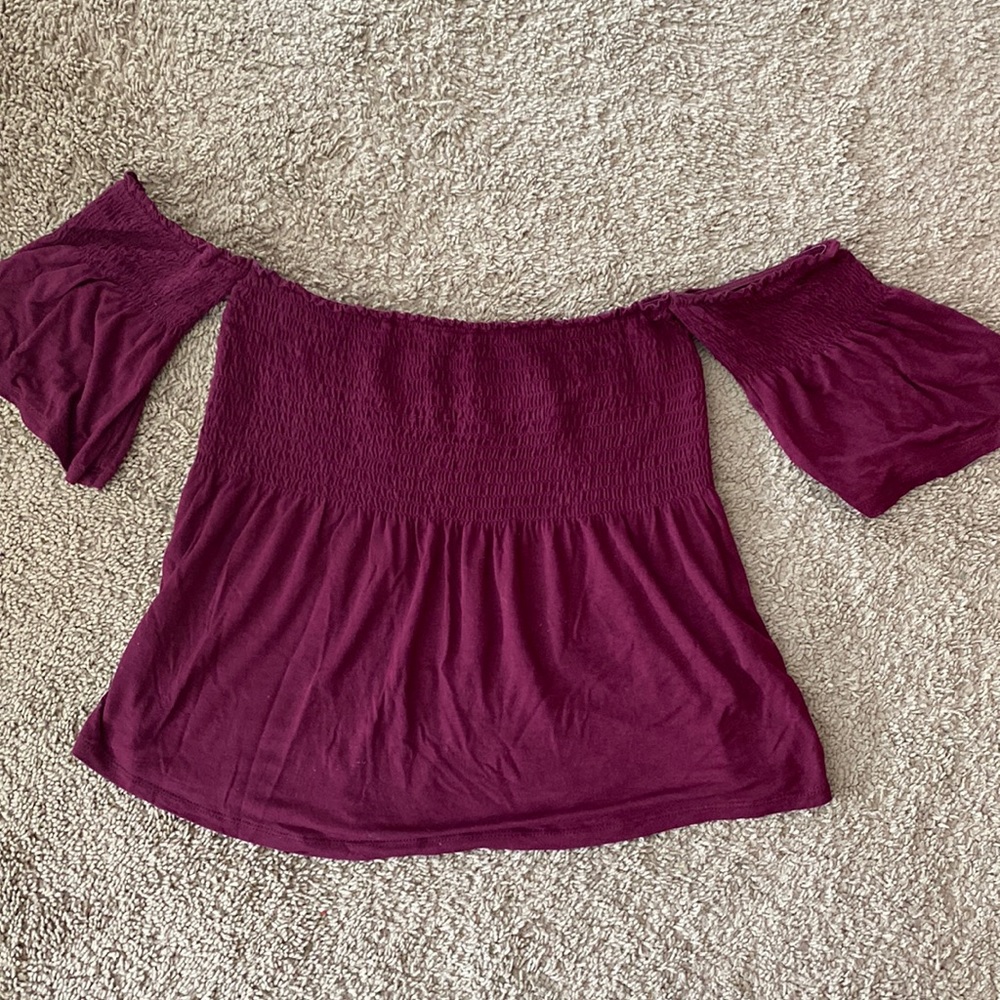 Off the Shoulder Maroon Shirt